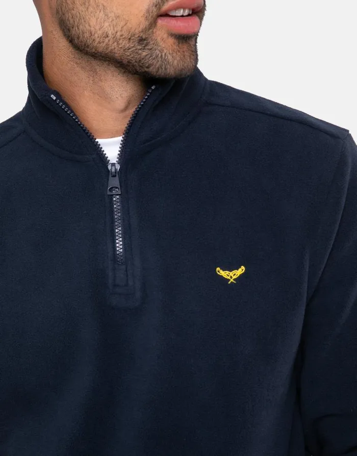 Men Navy Quarter Zip Fleece Sweatshirt Threadbare Jumpers Men Navy Quarter Zip Fleece Sweatshirt Threadbare Jumpers