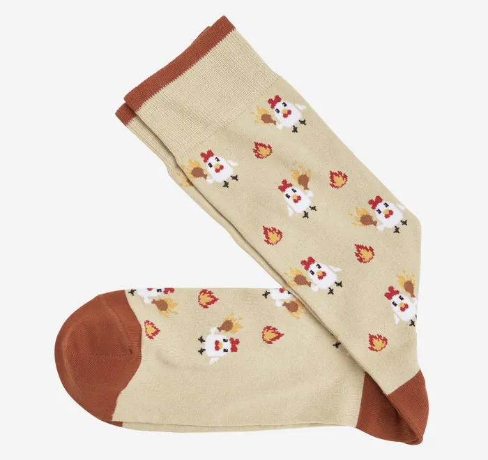 Men Novelty Socks Khaki Hot Chicken JohnstonandMurphy Socks