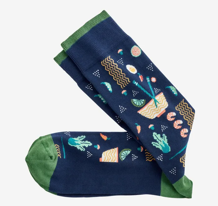 Men Novelty Socks Navy Ramen JohnstonandMurphy Socks