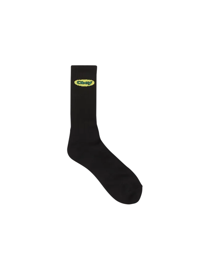 Men OBEY Clothing FRESH OVAL SOCKS Black ACCESSORIES