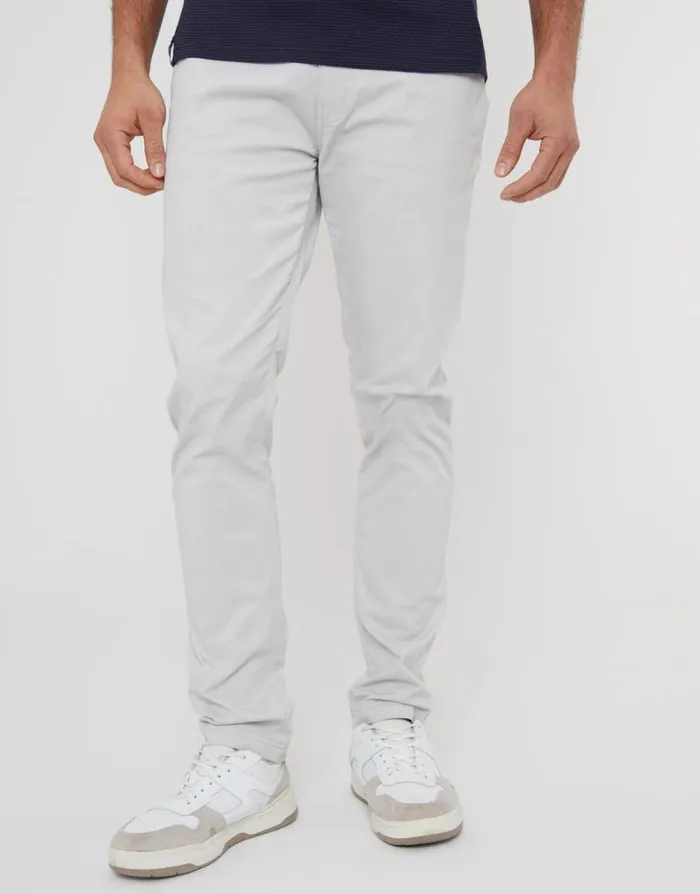 Men Off White Slim Fit Chino Trousers Threadbare Chinos
