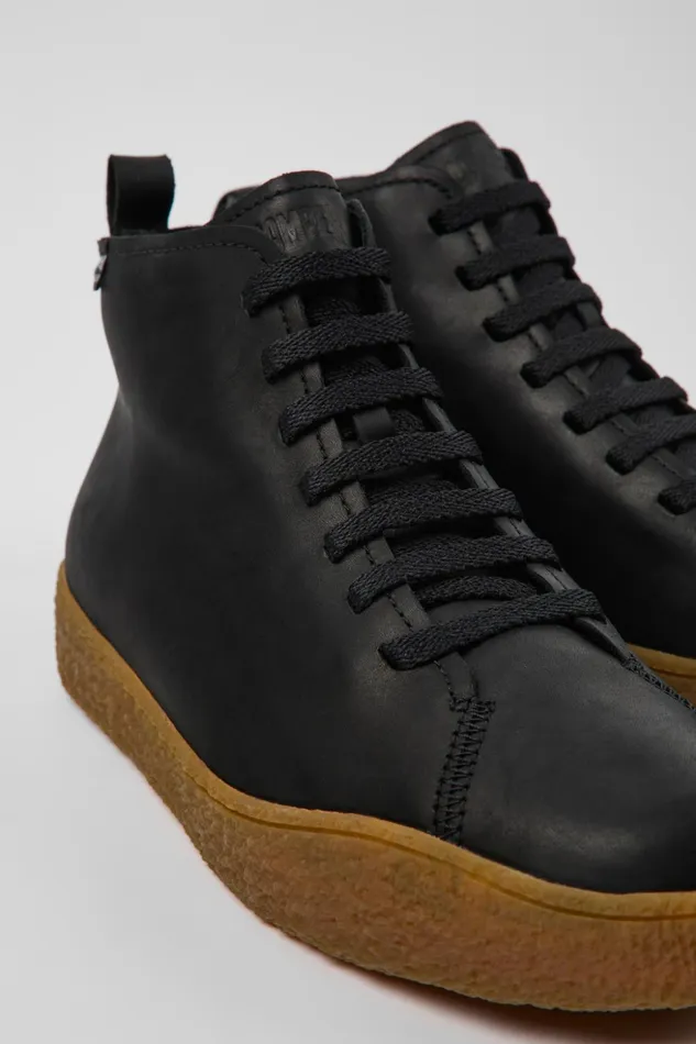 Men Peu Terreno HYDROSHIELD Black Leather Shoes Camper Ankle Boots