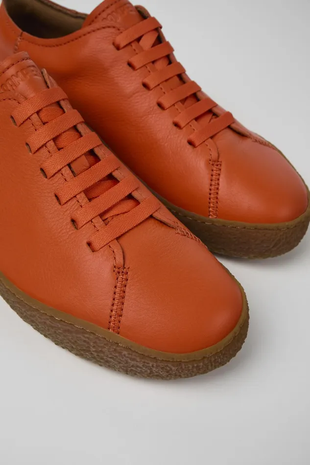 Men Peu Terreno Orange Leather Shoes Camper Sneakers