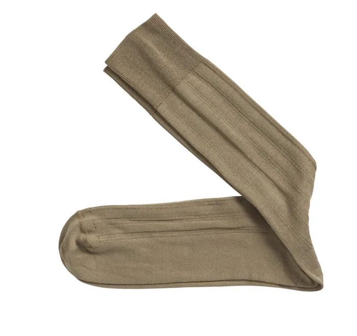 Men Pima Cotton Ribbed Socks Tan JohnstonandMurphy Socks