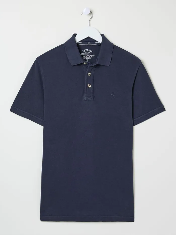 Men Polo Shirts Fat Face Blue Pique Polo Shirt