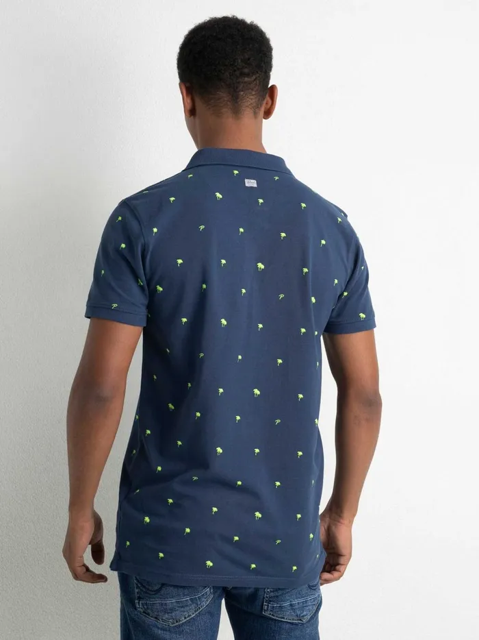 Men Polo Shirts Petrol Industries Palm Tree Polo Shirt Petrol Blue