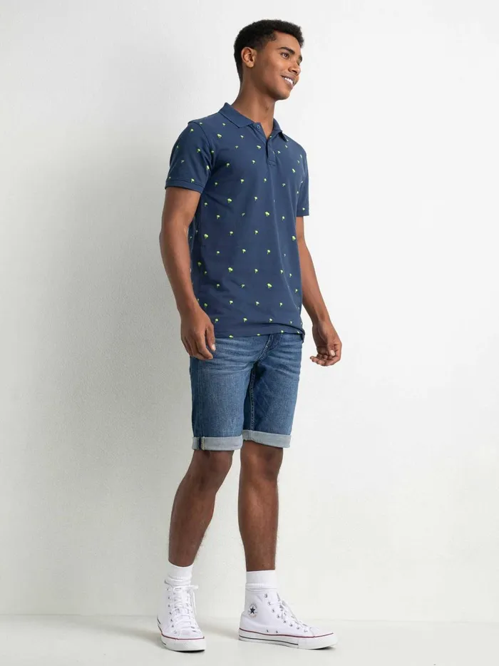 Men Polo Shirts Petrol Industries Palm Tree Polo Shirt Petrol Blue
