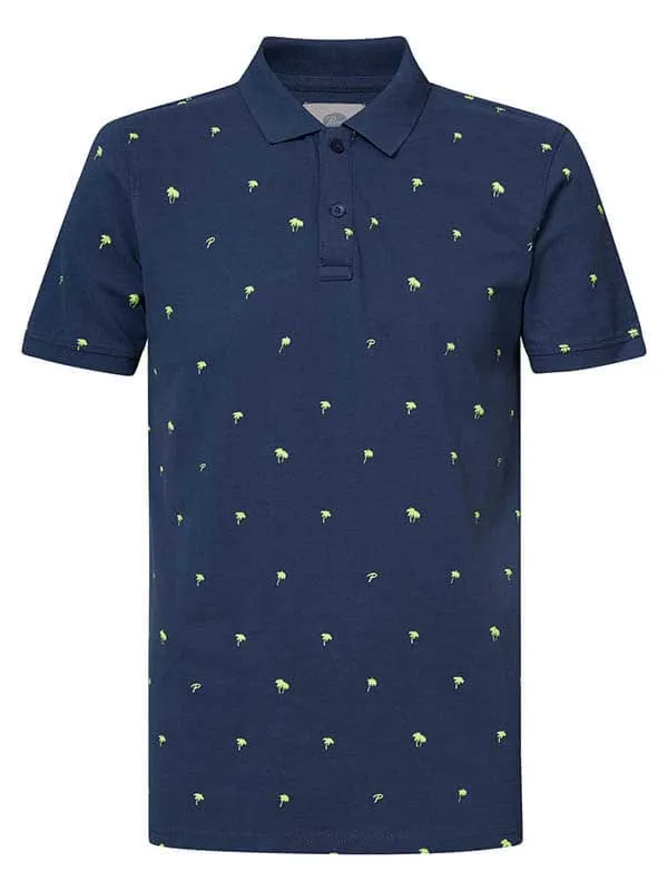 Men Polo Shirts Petrol Industries Palm Tree Polo Shirt Petrol Blue