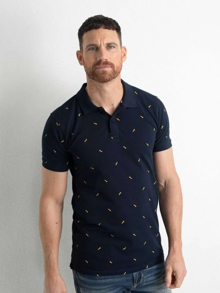 Men Polo Shirts Petrol Industries Polo Shirt With Print Midnight Navy