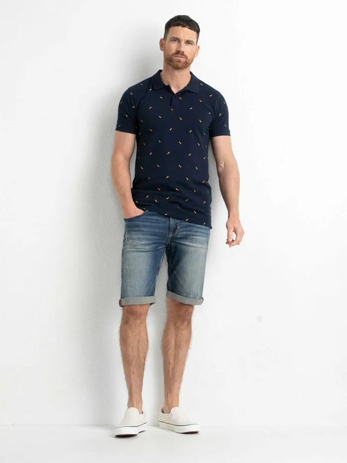Men Polo Shirts Petrol Industries Polo Shirt With Print Midnight Navy