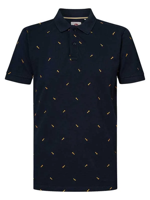 Men Polo Shirts Petrol Industries Polo Shirt With Print Midnight Navy