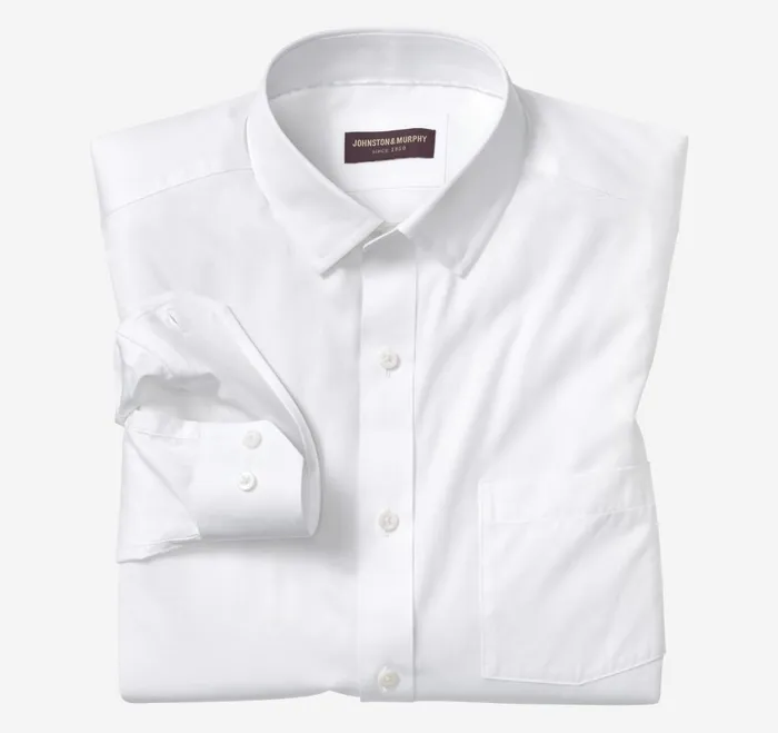 Men Premium Cotton Shirts White Sateen Poplin JohnstonandMurphy Shirts