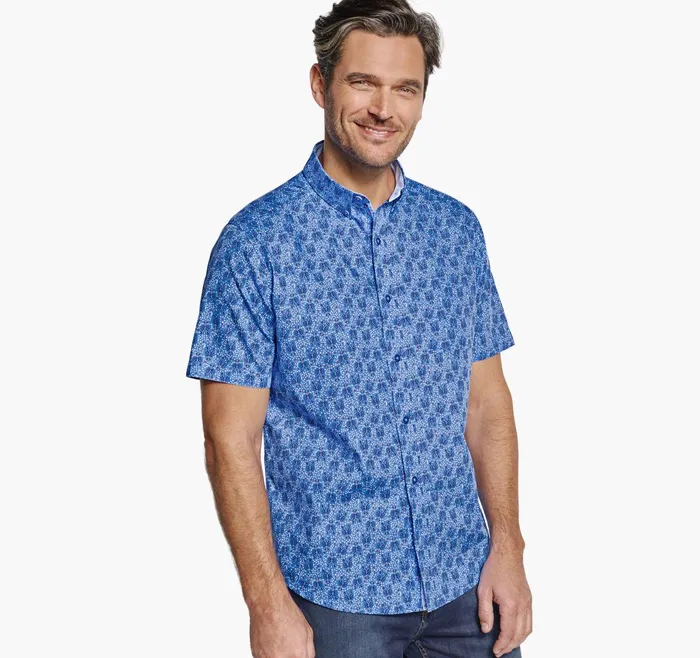 Men Printed Cotton ShortSleeve Shirt Blue Lobster JohnstonandMurphy ShortSleeve Shirts Men Printed Cotton ShortSleeve Shirt Blue Lobster JohnstonandMurphy ShortSleeve Shirts