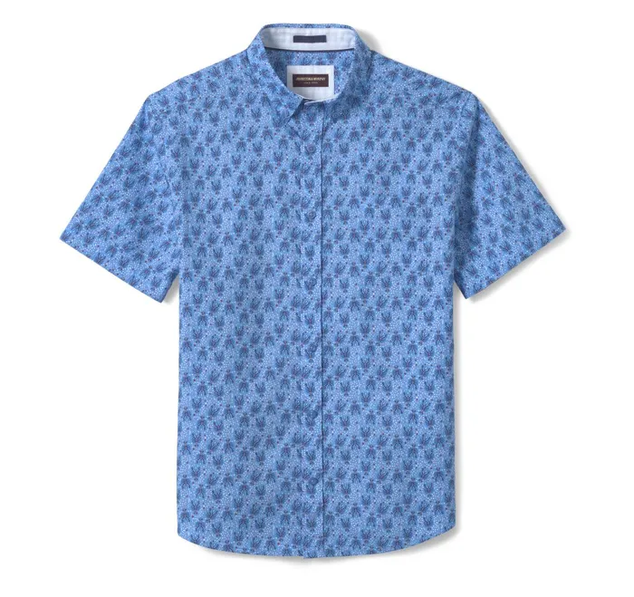 Men Printed Cotton ShortSleeve Shirt Blue Lobster JohnstonandMurphy ShortSleeve Shirts Men Printed Cotton ShortSleeve Shirt Blue Lobster JohnstonandMurphy ShortSleeve Shirts