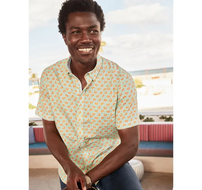 Men Printed Cotton ShortSleeve Shirt Green Citrus JohnstonandMurphy ShortSleeve Shirts Men Printed Cotton ShortSleeve Shirt Green Citrus JohnstonandMurphy ShortSleeve Shirts