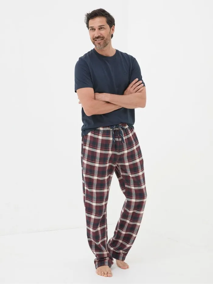 Men Pyjamas and Nightwear Fat Face Ferring Plum Purple Check Pyjama Bottoms