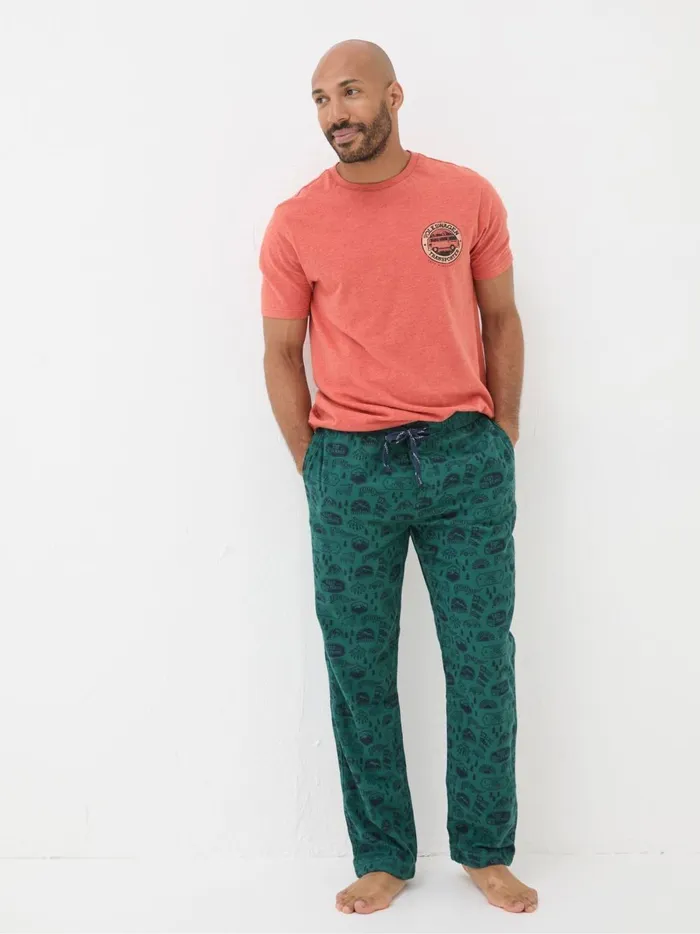 Men Pyjamas and Nightwear Fat Face Green Outdoors Print Pyjamas