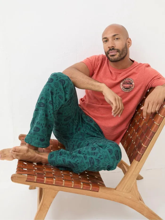Men Pyjamas and Nightwear Fat Face Green Outdoors Print Pyjamas