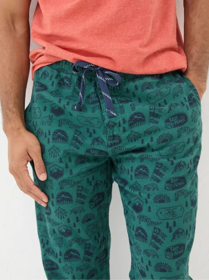 Men Pyjamas and Nightwear Fat Face Green Outdoors Print Pyjamas