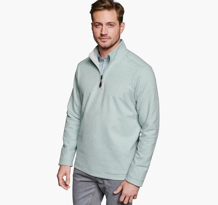 Men Reversible Solid QuarterZip Mint JohnstonandMurphy Sweaters and Knits