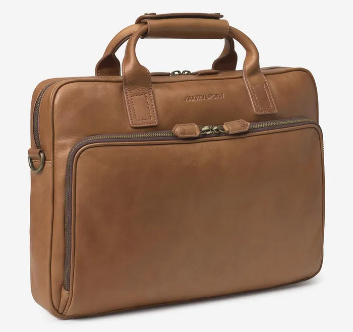 Men Rhodes Briefcase Tan Full Grain JohnstonandMurphy Backpacks and Briefcases