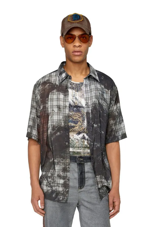 Men SUmbeSslGlobe Blackgrey Diesel Shirts Men SUmbeSslGlobe Blackgrey Diesel Shirts
