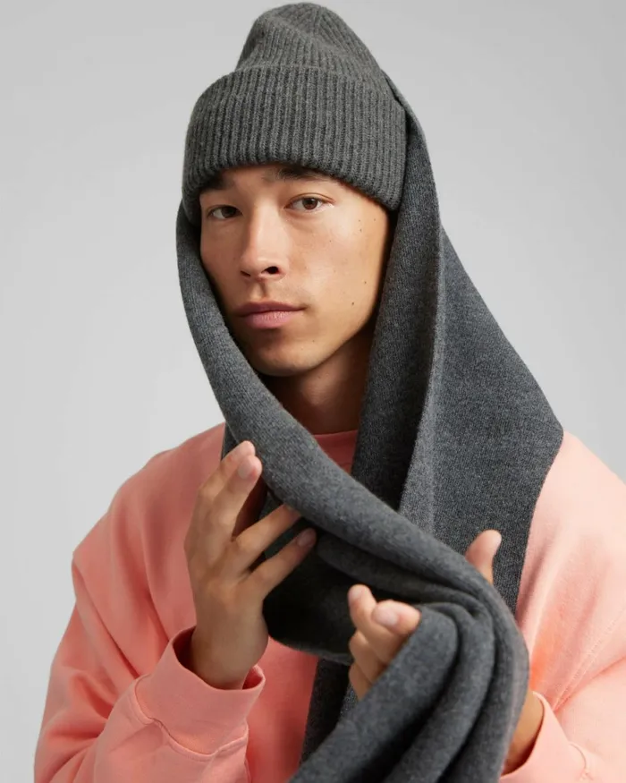 Men Scarves Colorful Standard Merino Wool Scarf Lava Grey