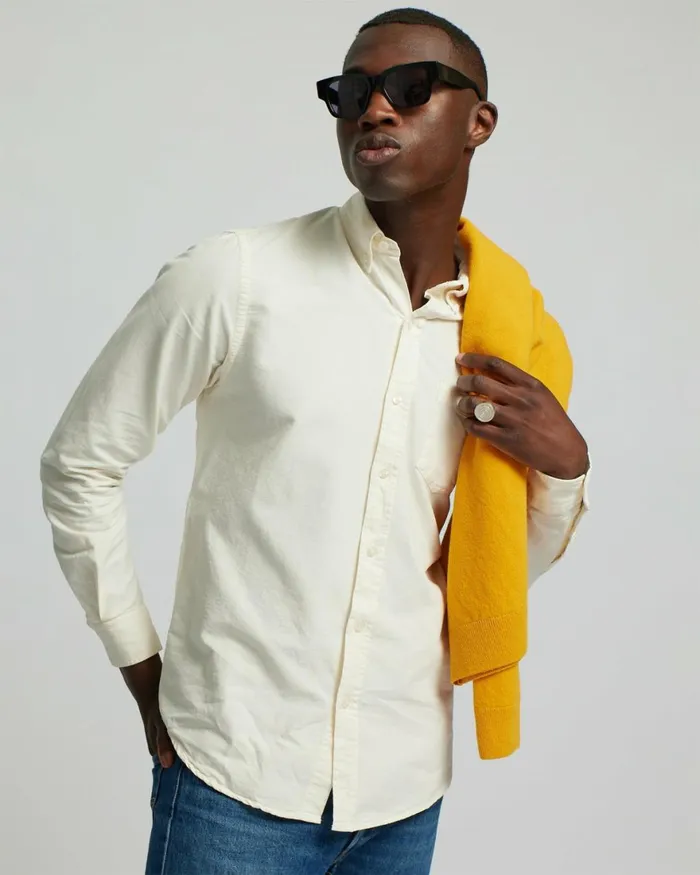 Men Shirts Colorful Standard Organic Button Down Shirt Navy Blue