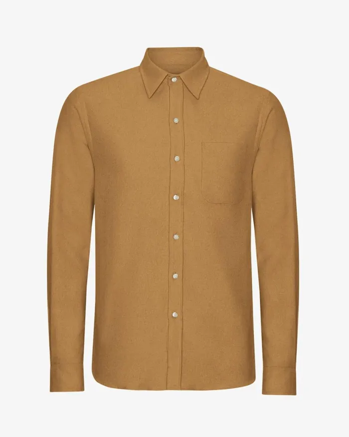 Men Shirts Colorful Standard Organic Flannel Shirt Sahara Camel