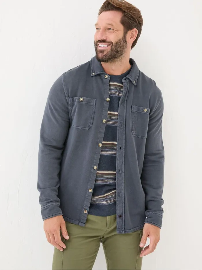 Men Shirts Fat Face Petworth Blue Cotton Shirt