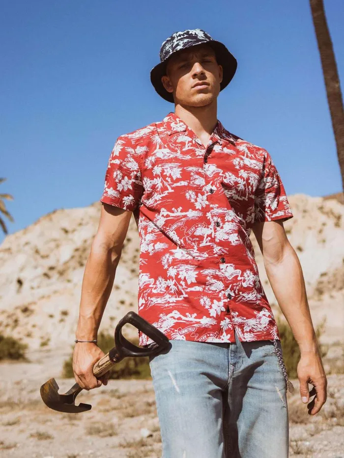 Men Shirts Petrol Industries Bonneville ShortSleeved Shirt Fire Red