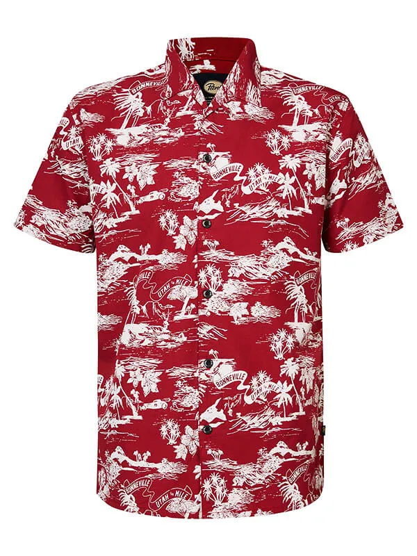 Men Shirts Petrol Industries Bonneville ShortSleeved Shirt Fire Red