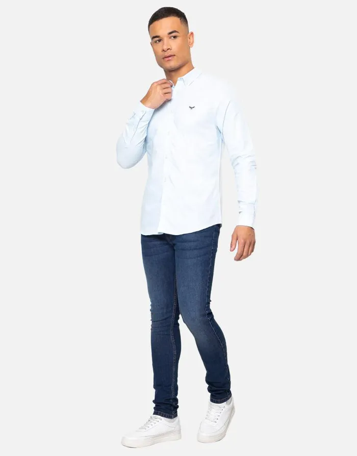 Men Sky Blue Cotton Long Sleeve Slim Fit Shirt Threadbare Shirts Men Sky Blue Cotton Long Sleeve Slim Fit Shirt Threadbare Shirts