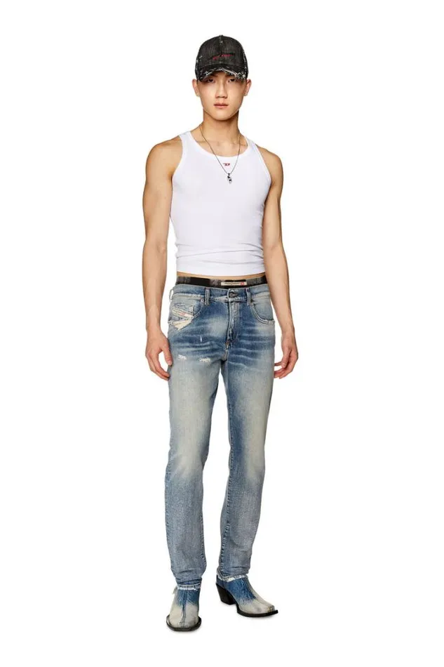 Men Slim Jeans 2019 DStrukt 007q3 Light Blue Diesel Slim