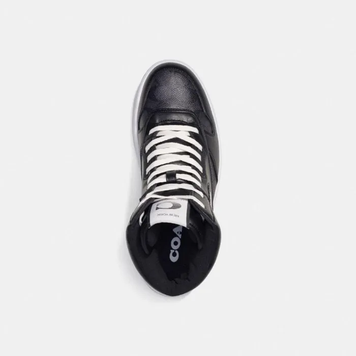 Men Sneakers Coach C202 High Top Sneaker In Signature Canvas Charcoalblack