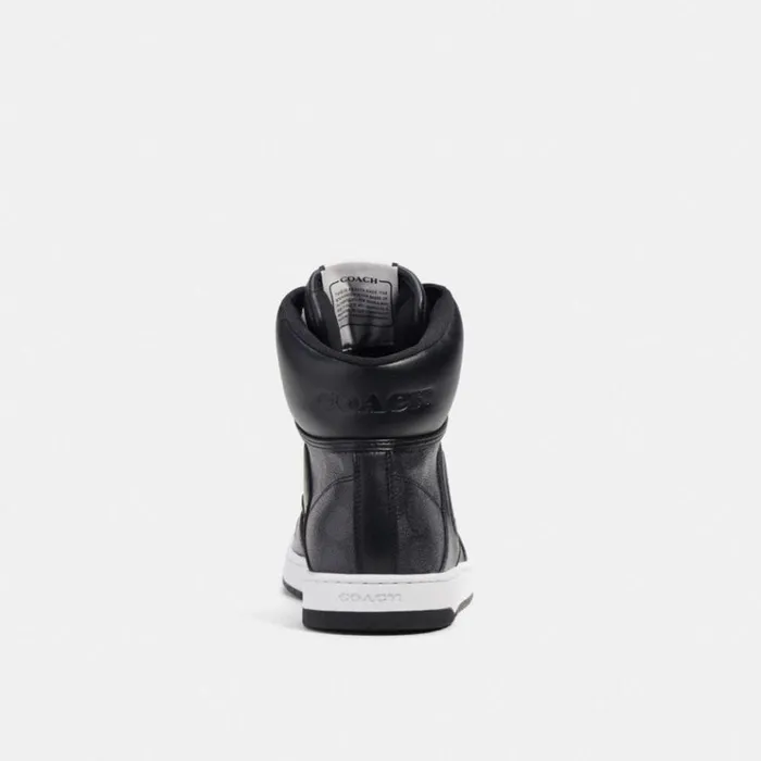 Men Sneakers Coach C202 High Top Sneaker In Signature Canvas Charcoalblack