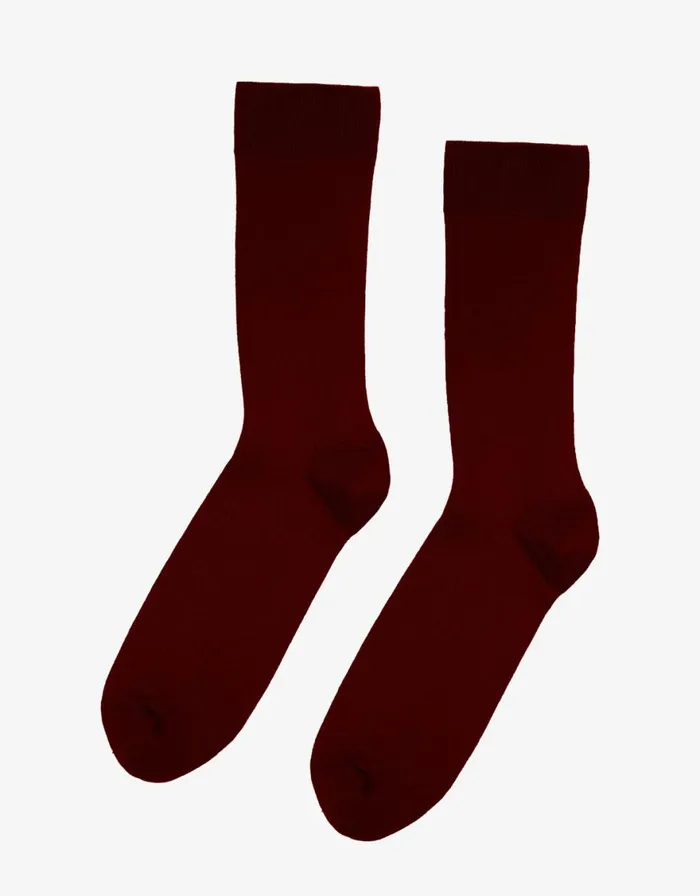 Men Socks and Colorful Standard Classic Organic Sock Oxblood Red