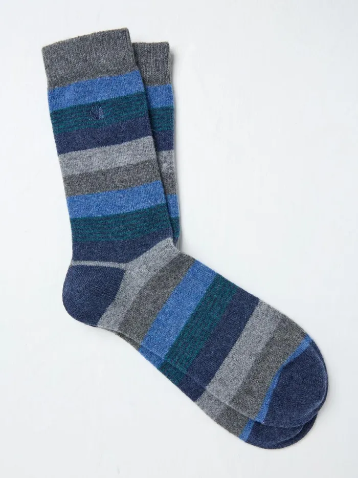 Men Socks Fat Face Grey Merino Wool Blend Socks