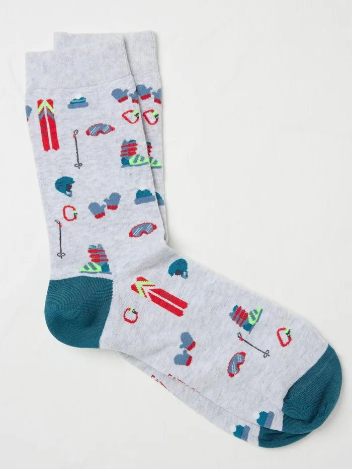 Men Socks Fat Face Grey Ski Accessories Socks 1 Pack