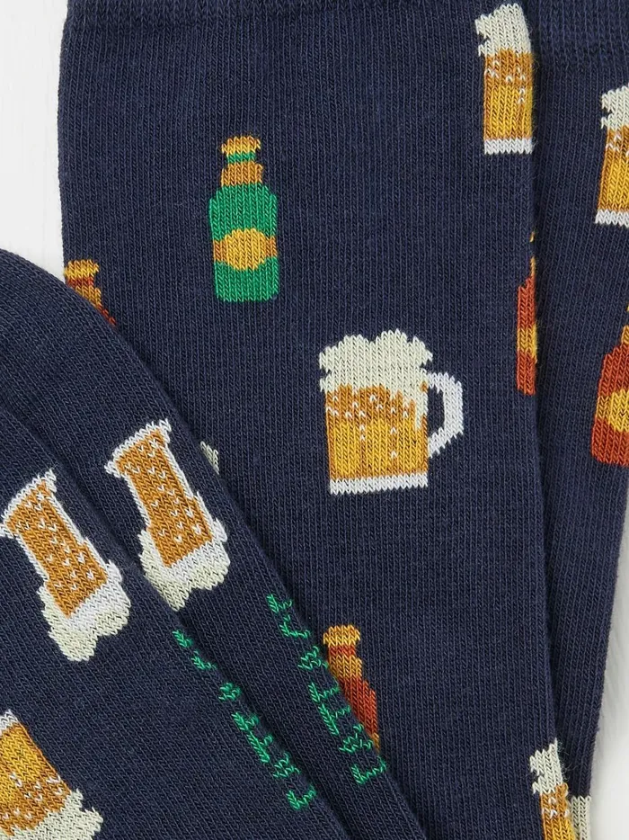 Men Socks Fat Face Navy Beer Socks Men Socks Fat Face Navy Beer Socks