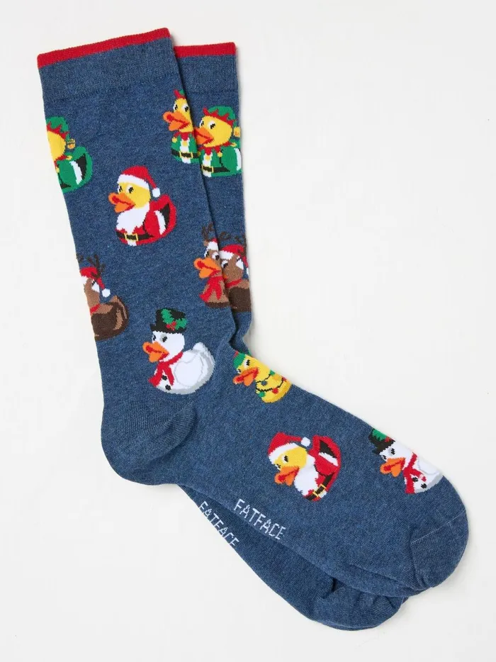 Men Socks Fat Face Navy Rubber Ducks Socks