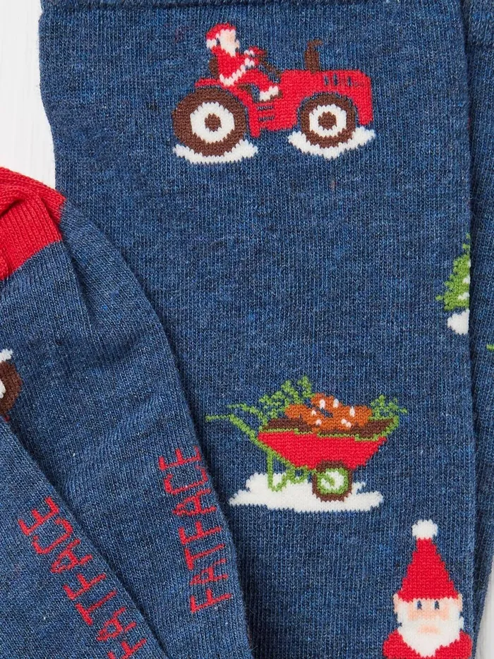Men Socks Fat Face Navy Santa Tractor Socks 1 Packs
