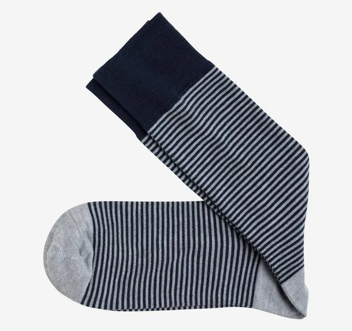 Men Striped Dress Socks Gray Heathered Micro Stripe JohnstonandMurphy Socks