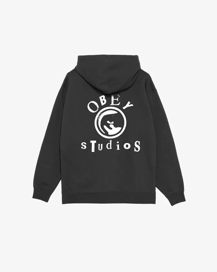 Men SWEATSHIRTS OBEY Clothing OBEY STUDIOS ICON PULLOVER Black