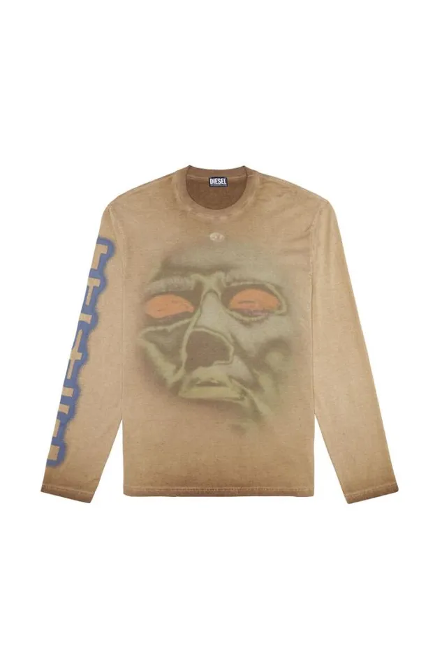 Men TCraneLsH2 Light Brown Diesel Tshirts Men TCraneLsH2 Light Brown Diesel Tshirts