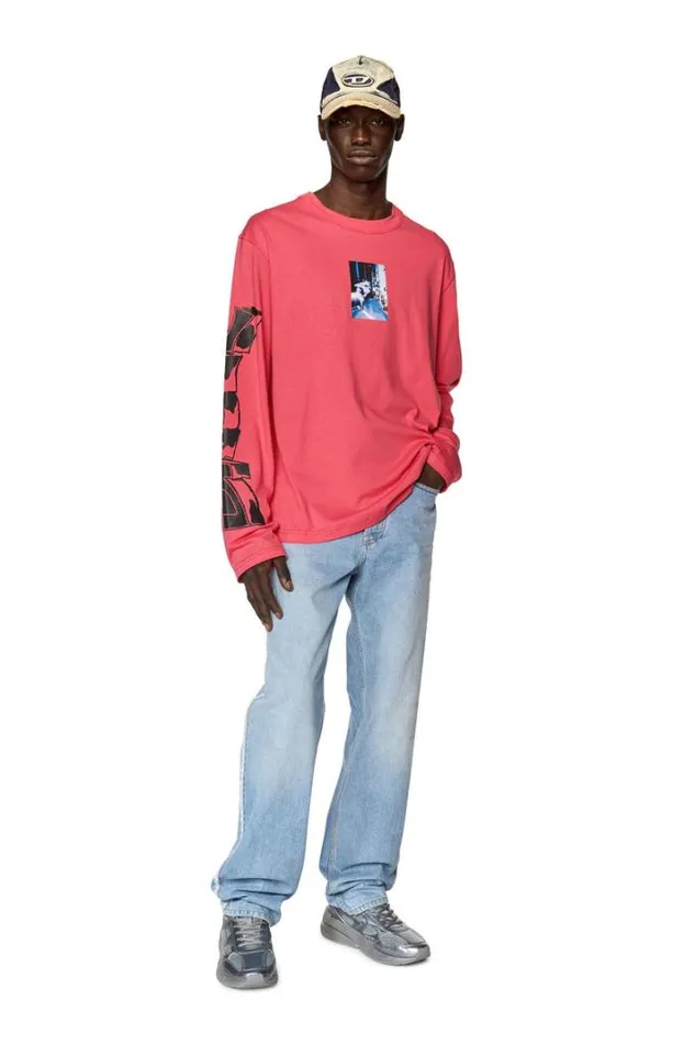 Men TCraneLsL2 Pink Diesel Tshirts