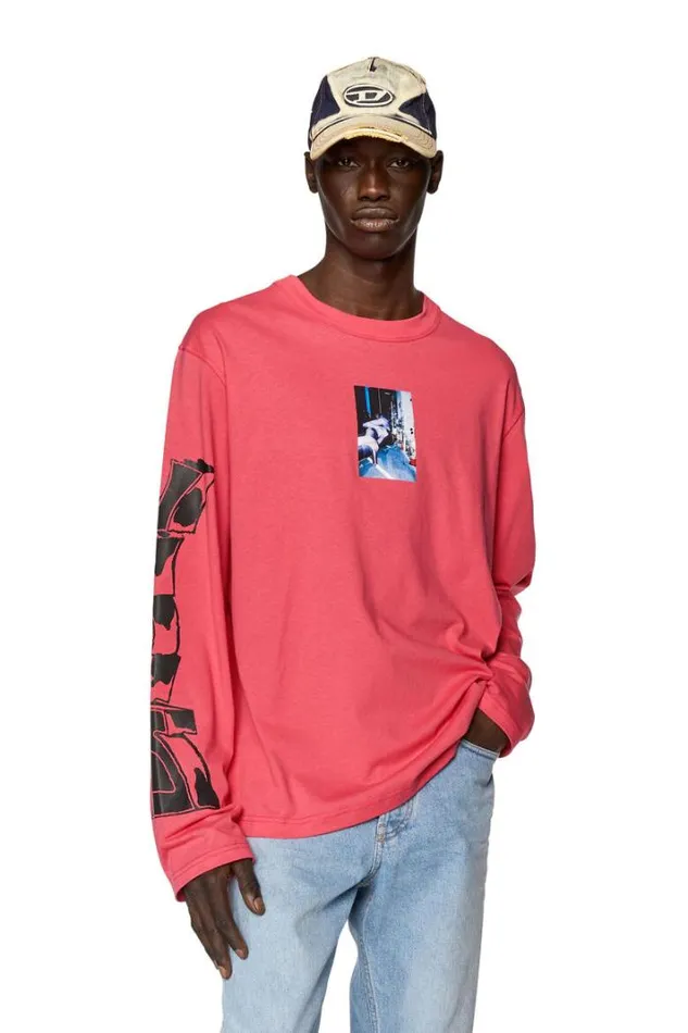 Men TCraneLsL2 Pink Diesel Tshirts Men TCraneLsL2 Pink Diesel Tshirts