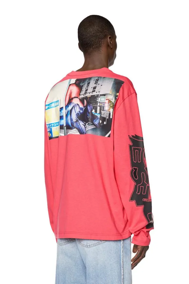 Men TCraneLsL2 Pink Diesel Tshirts Men TCraneLsL2 Pink Diesel Tshirts