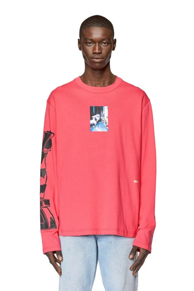 Men TCraneLsL2 Pink Diesel Tshirts Men TCraneLsL2 Pink Diesel Tshirts