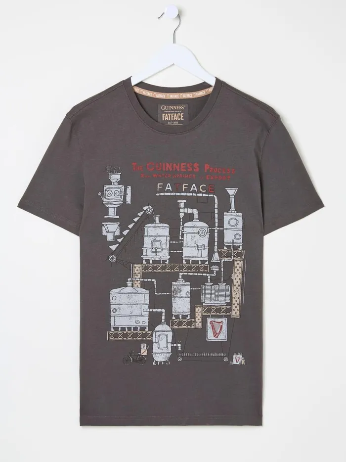 Men TShirts Fat Face Washed Black Guinness Process 100 Cotton TShirt Men TShirts Fat Face Washed Black Guinness Process 100 Cotton TShirt